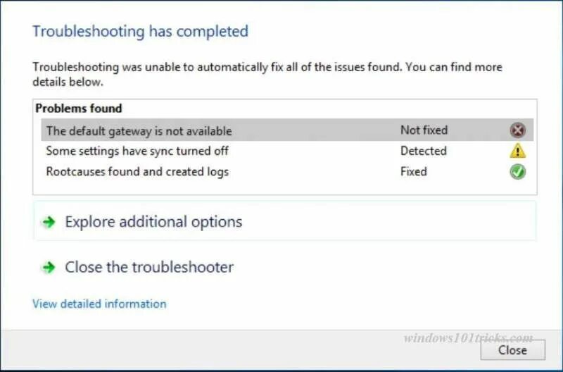 Troubleshooting перевод. Troubleshooting has completed. No default Gateway Windows. Ошибка Fix button default. SSTP use default Gateway.