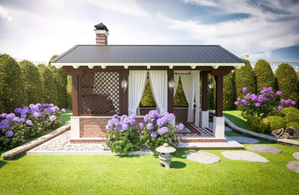 Отдых на даче: уютная беседка, гамак, патио Rustic patio, Patio design, Pergola