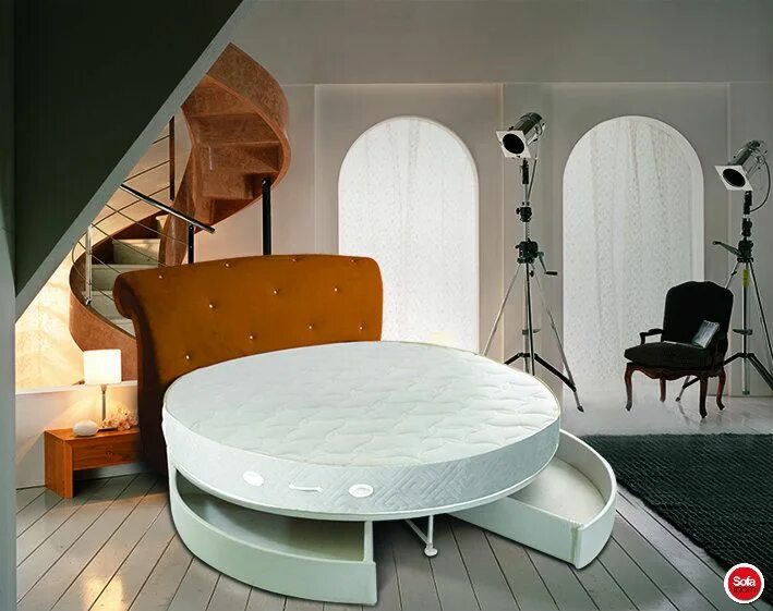 Где купить круглый. Круглая кровать Габриэль Аскона. Круглая кровать Орматек. Круглая кровать двуспальная. Каркас круглой кровати.