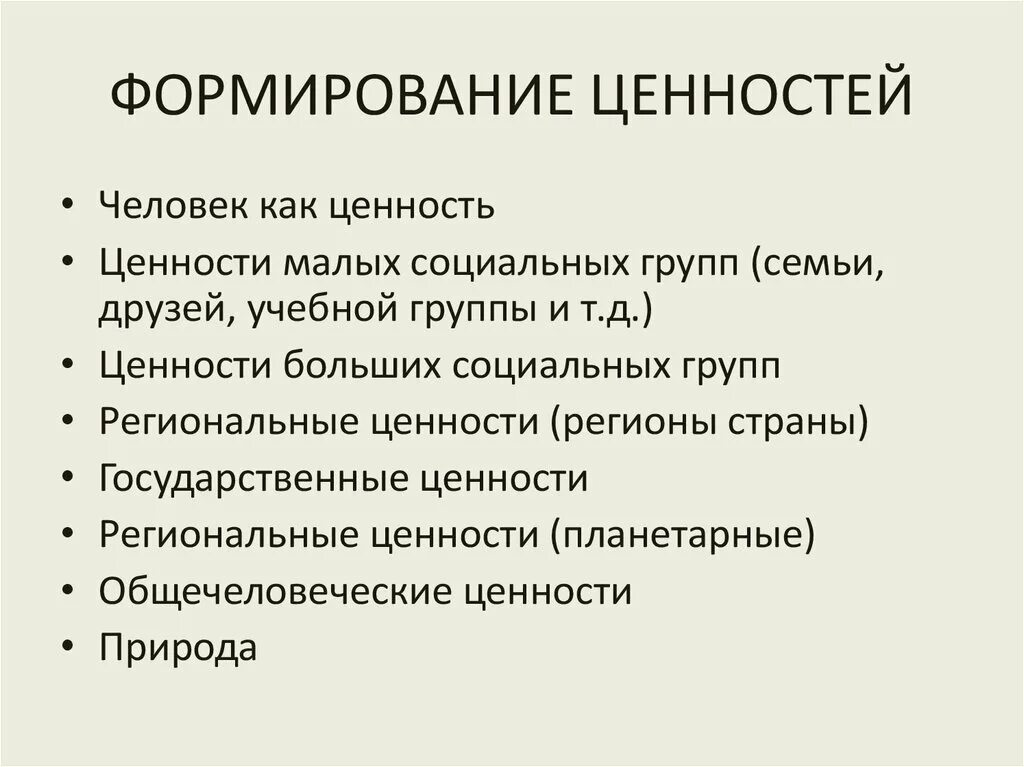 Изменение ценностей личности