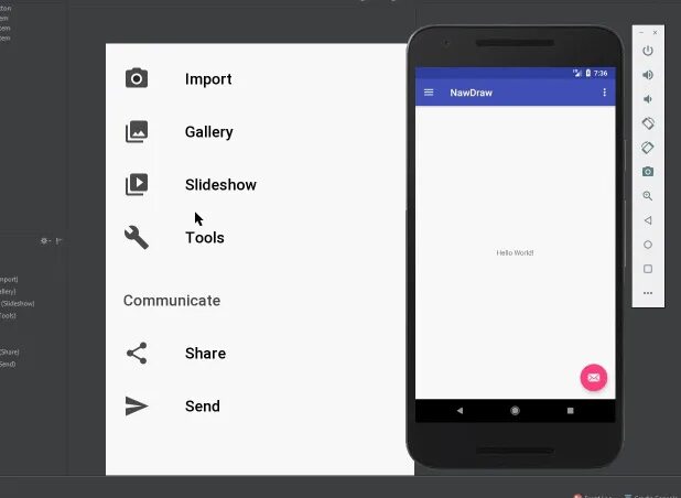 Android studio menu. Боковое меню андроид студио. Боковое меню Android.