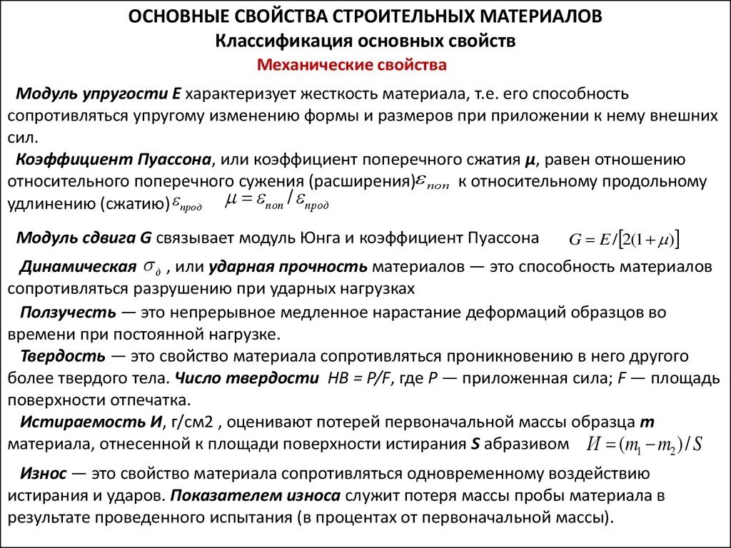 Количество групп свойств. Основные механические свойства строительных материалов. Классификация и основные свойства строительных материалов. Характеристика основных свойств строительных материалов. Овные свойства строительных материалов.