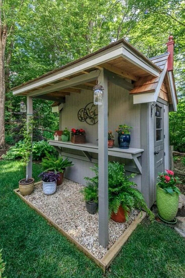 Оформить садовый домик. Садовый домик shed garden. красивый сарай для дачи. дизайнерские решения для сада. красивая дача.