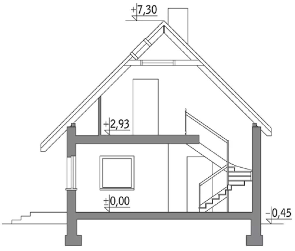 Средний размер частного дома. Разрез дома с мансардой двускатной крышей чертеж. Мансарда с двухскатной крышей высота стен. Мансарда разрез. Разрез мансардной крыши.