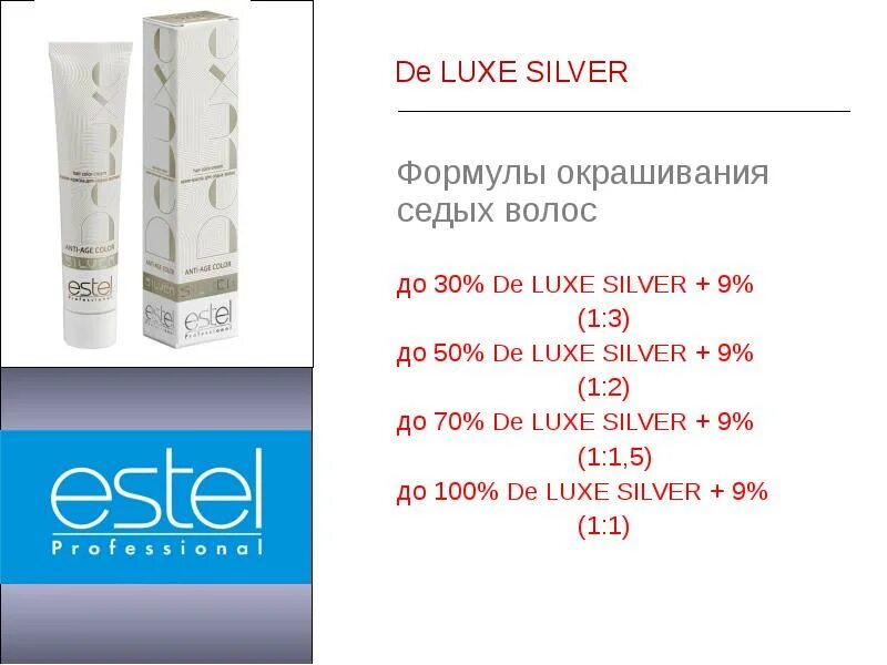 Краска Deluxe для волос Estel пропорции. Estel окрашивание седых волос. 10/0 Сильвер Эстель для седых. Краска Сильвер для седых волос 9/0. Какой оксид для седых волос