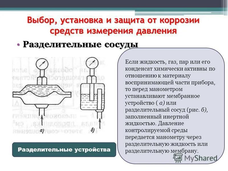 При установке средств измерения давления. При установке средств измерения давления