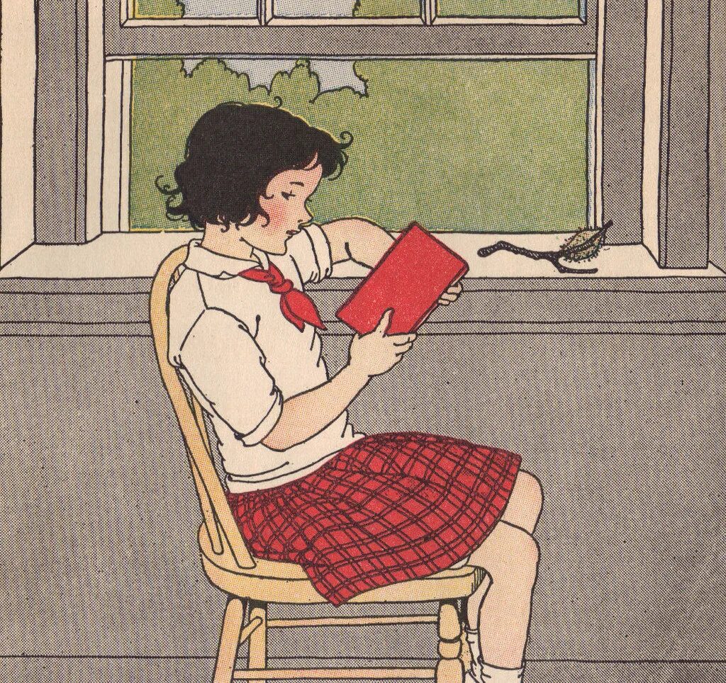 Читать бай. Книжные иллюстрации 60х. Маргерит Дэвис. Woman reading Art. Reading book illustration.
