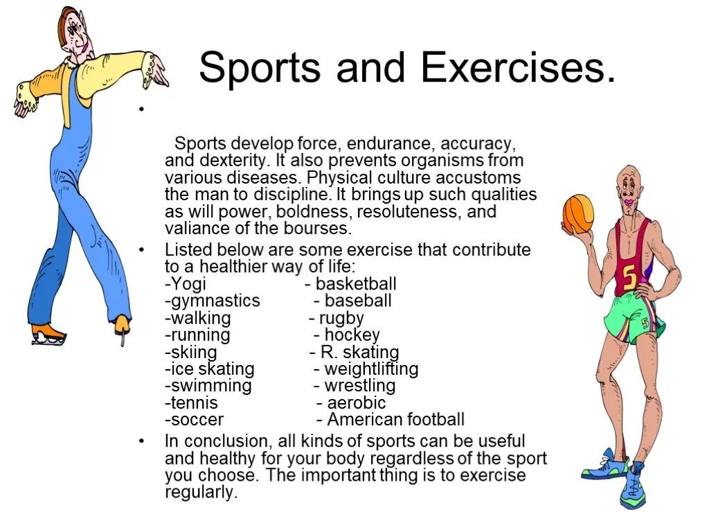 Sports exercises. Sport and Health презентация. Упражнения по теме Health and Sport. Топик по английскому спорт и здоровый образ жизни. Презентация на тему Sport and exercises.