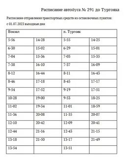 291 тургояк расписание