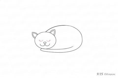 Как нарисовать спящего кота.
