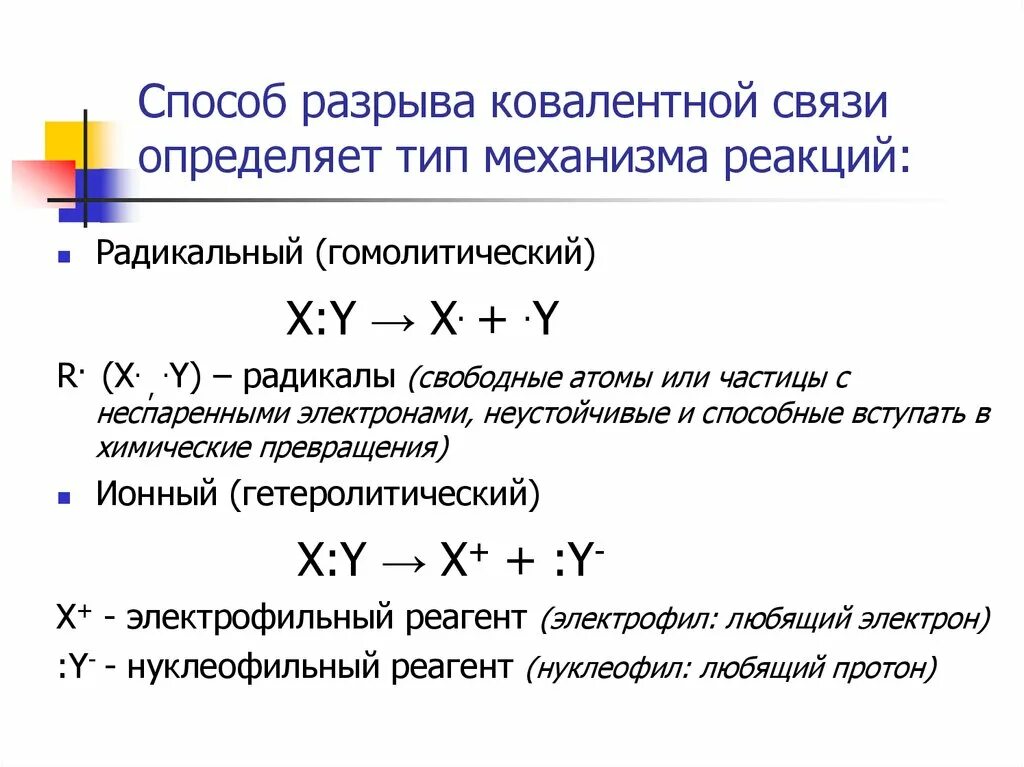 Метод разрывов. Типы разрыва связи в органике. Органические реакции по механизму разрыва связей. Механизм разрыва химической связи. Типы реакций по механизму разрыва ковалентной связи.