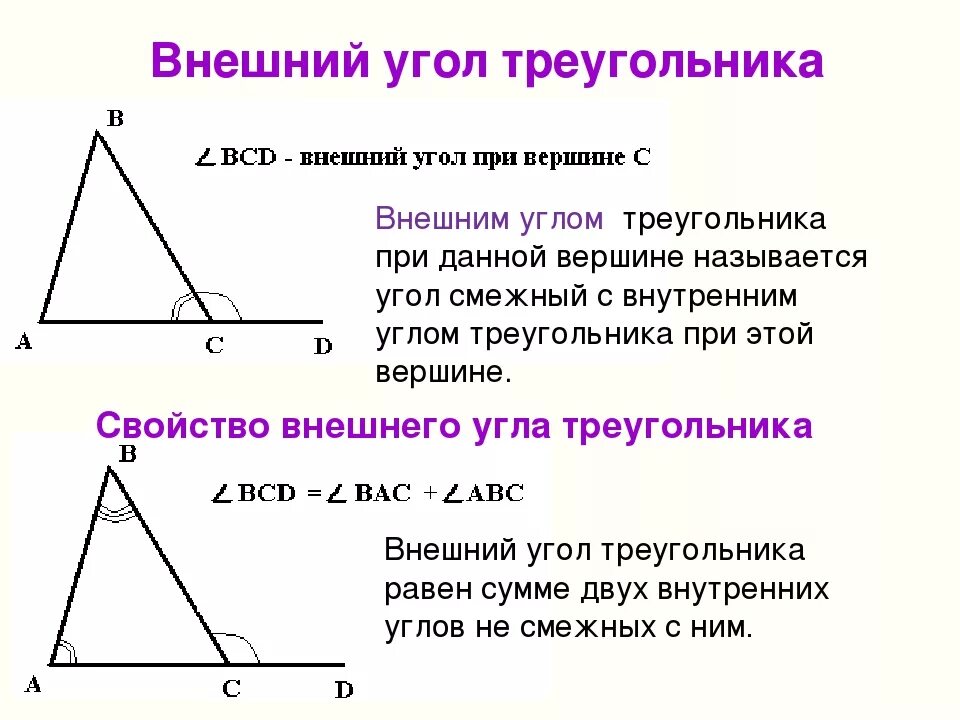 Внешний угол треугольника равен сумме внутренних углов. Внешние углы треугольника 7 класс. Как найти внешний угол треугольника 7 класс. Внешний угол треугольника понятие и свойство. Презентация внешние углы треугольника