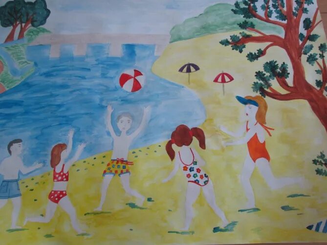 Рисование лето. Летние рисунки. Рисунок на летнюю тему. Летний рисунок для детей.