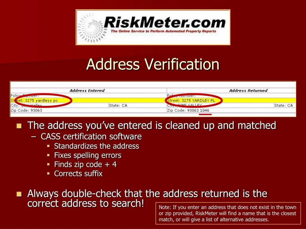 Address verification. Not verified. The zip code in the Return address. IP address Nima. Addresses being verified