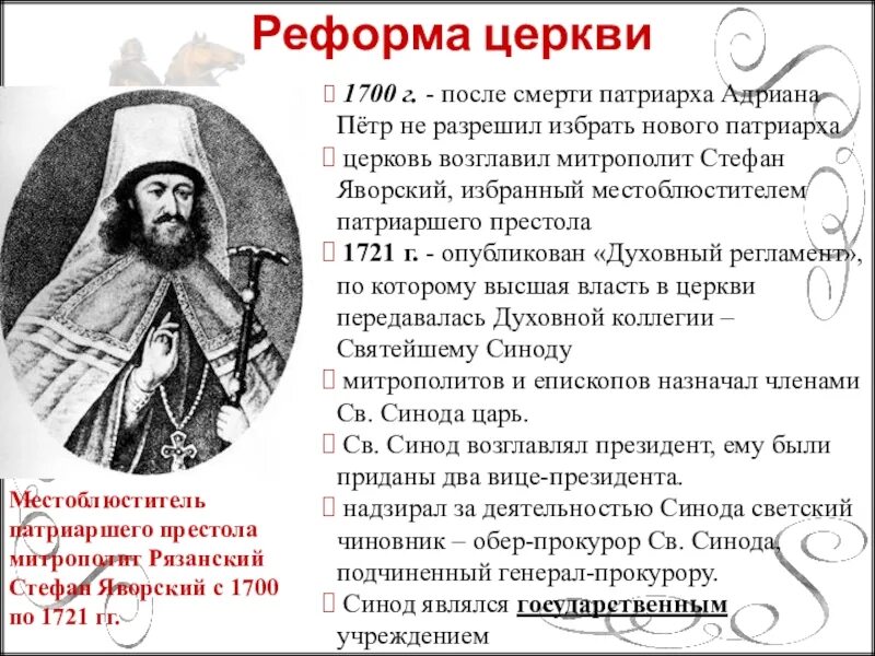 Значение 1700. Святейший Правительствующий Синод при Петре 1. Петровской эпохи Феофан Прокопович.