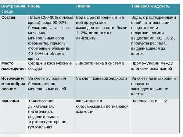 Характеристика крови и лимфы