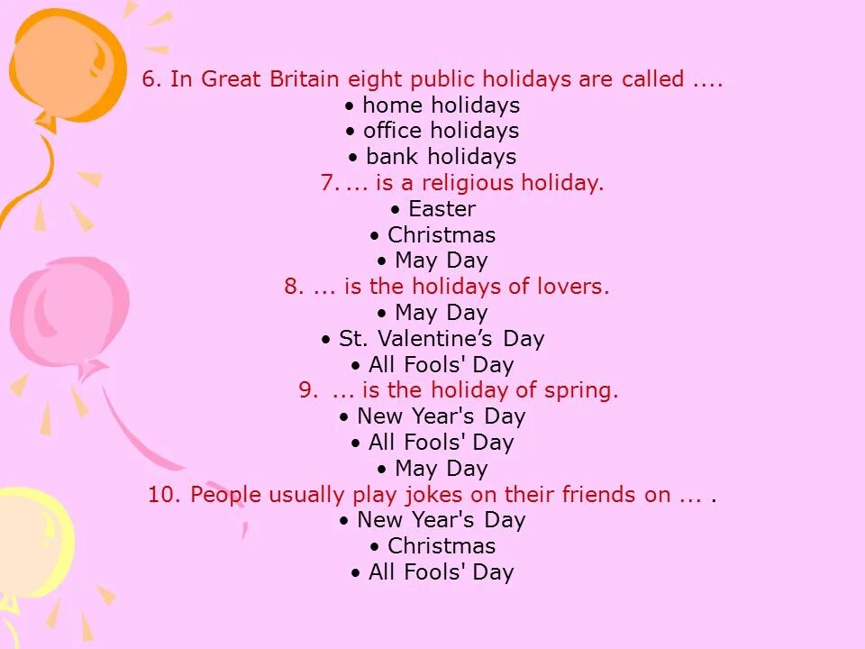 Are there holidays in a year. Holidays in great Britain. Задания по теме Holidays in Britain. Holidays in great Britain презентация. British Holidays задания.