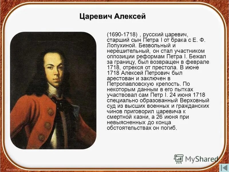 Конфликт между петром 1 и его сыном