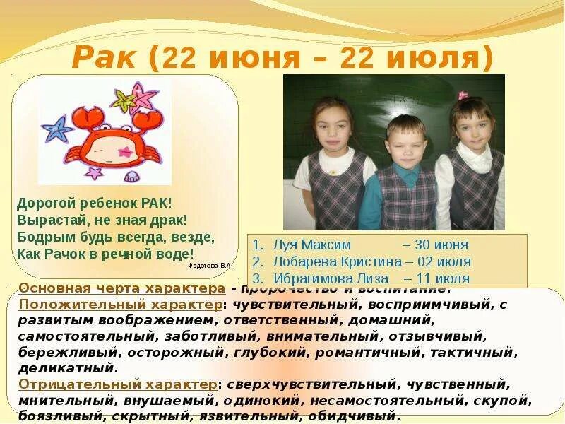 Мой зна ка. Таблички на класс 1 г класс. 22 июня рак