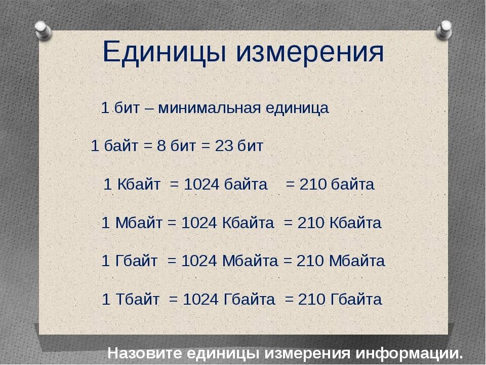 Переводы единиц информатика