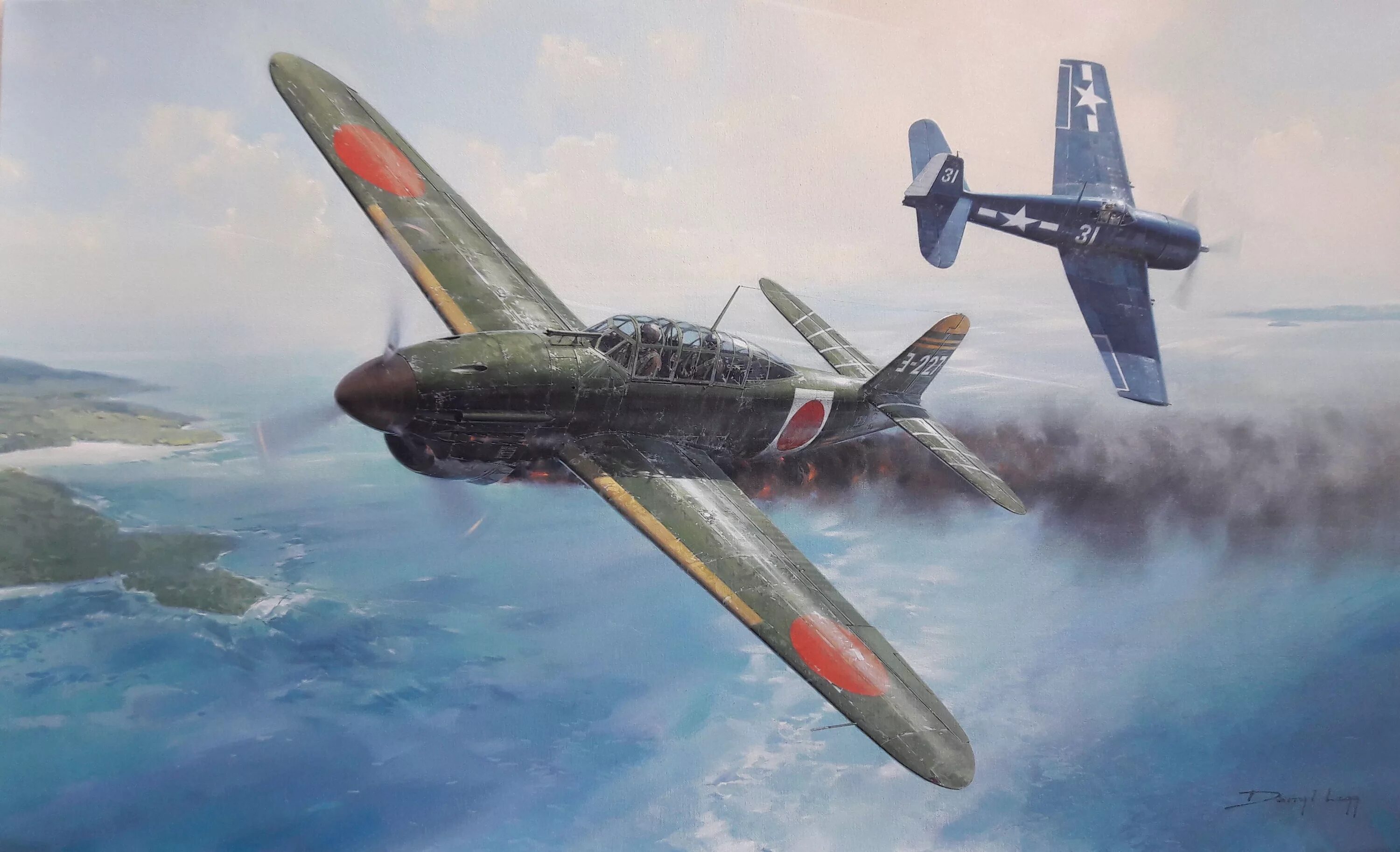 Yokosuka d4y Suisei. D4y Suisei Art. Darryl Legg. A7m1 reppu. Туман пикирующий бомбардировщик