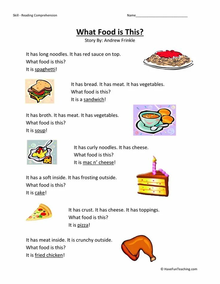 Reading about food for Kids. Food reading Worksheets. Reading texts about food for Kids. Food reading Comprehension. Reading about food