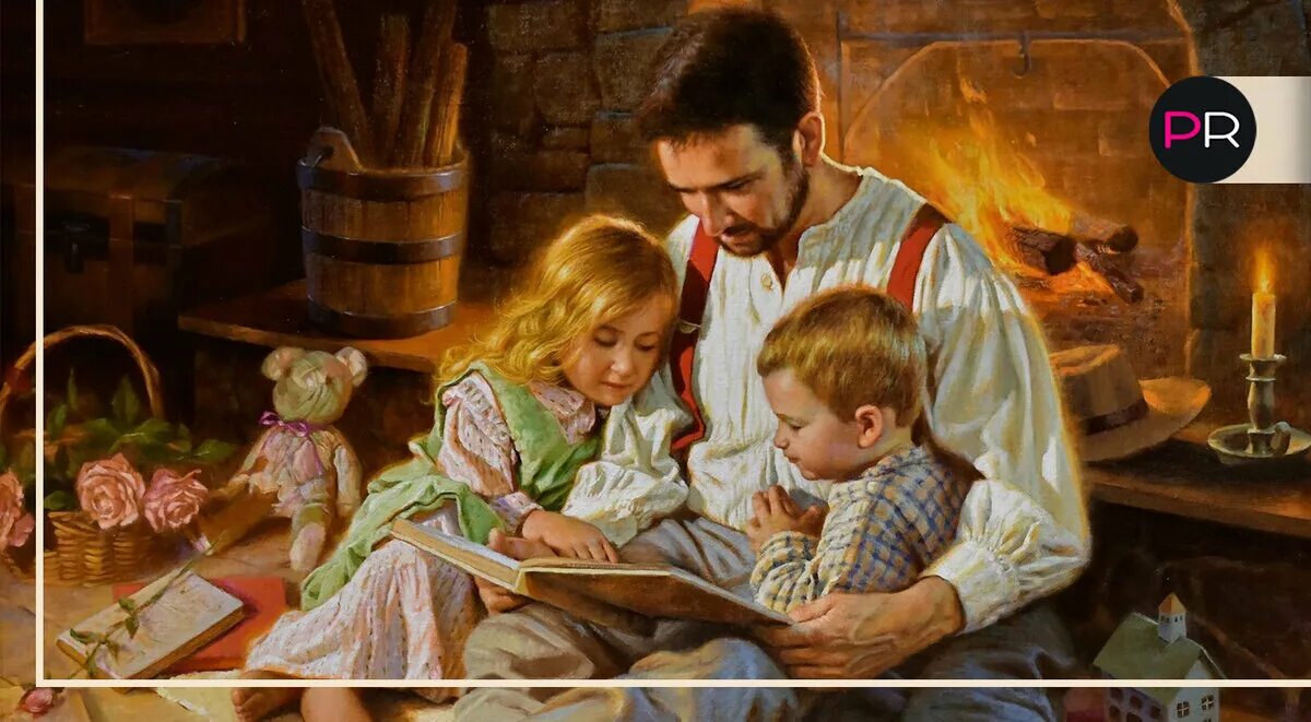 Большая семья. За обедом. Мужчины женщины и дети. Славянская культура. Отец в русской семье.