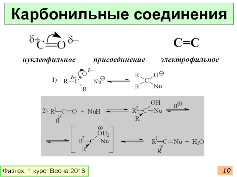 Нуклеофильное присоединение карбонильных соединений. Нуклеофильное присоединение к карбонильной группе. Реакции нуклеофильного присоединения для карбонильных соединений. Циклическое карбонильное соединение