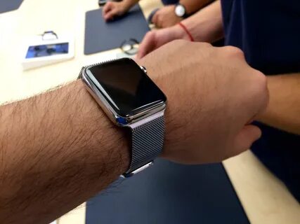 Silver blue apple watch