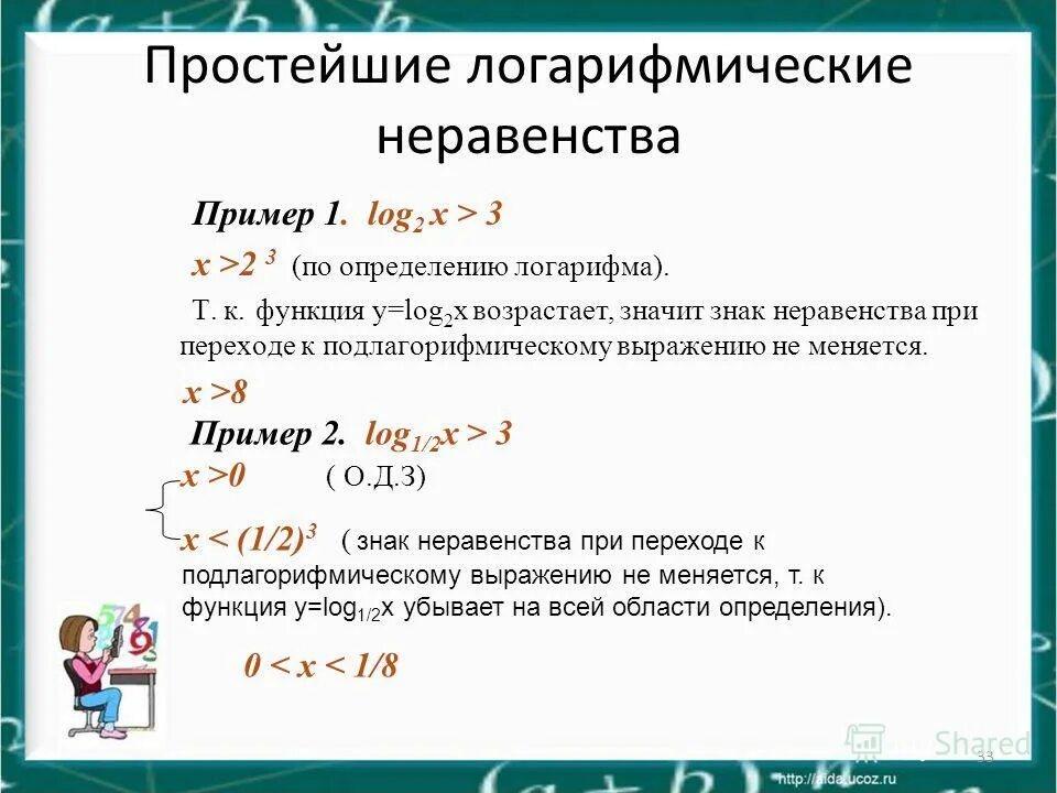 Фото ОБЛАСТЬ ДОПУСТИМЫХ ЗНАЧЕНИЙ ЛОГАРИФМА