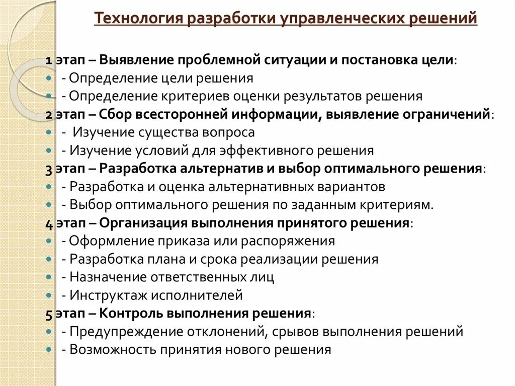 Разработка решения предполагает. Основные этапы процесса разработки управленческого решения.. этапы разработки и принятия решений менеджмент. технология разработки управленческих решений. технология процесса принятия управленческого решения.