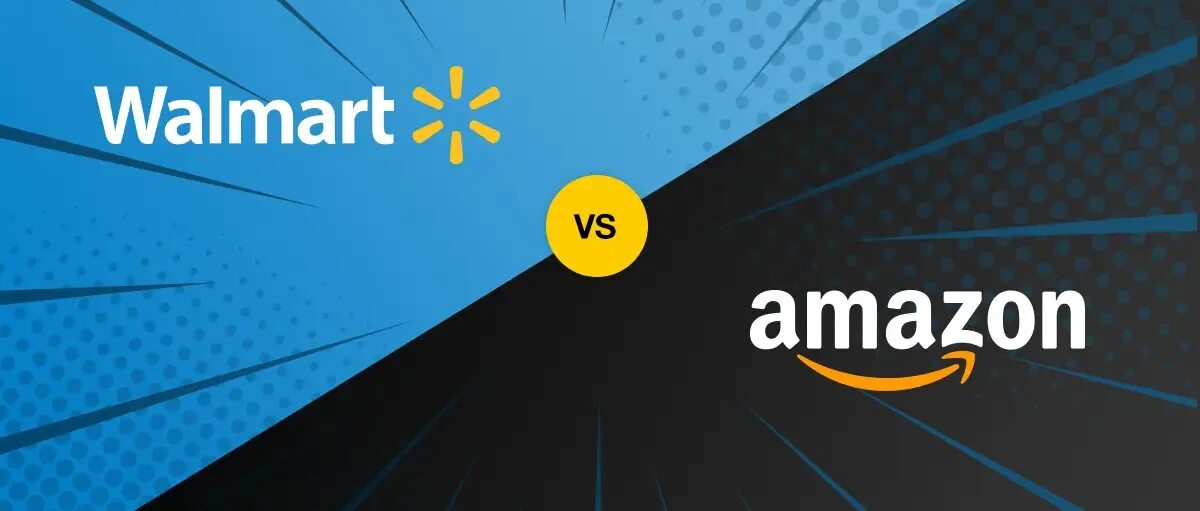 Amazon vs. Walmart Amazon. Электронная коммерция Walmart. Wallmart banner.