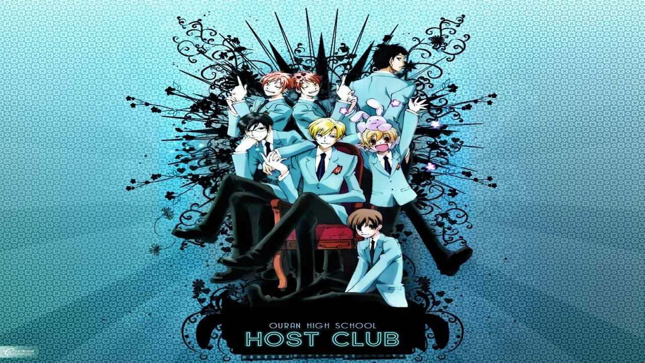 Hosting school. Ouran High School host Club надпись.