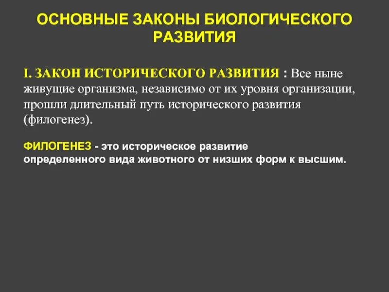 Основные законы биологии. Законы исторического развития. Закон биологического развития. Процесс длительного исторического развития организмов.