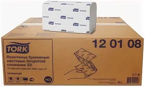 Полотенца Tork Universal "ZZ" В пачк. 1-Сл 250л (х20) (120198-04), Россия. Полотенца д/диспен. Tork Universal 1-сл. ZZ -сложения 250шт/уп. Tork 120108. Торк ZZ 120108 полотенце. Полотенца tork zz h3