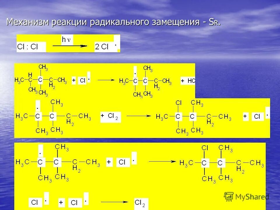 Свободнорадикальный механизм реакций замещения алканов. Механизм реакции радикального замещения. Механизм реакции радикального замещения. Механизм реакции свободнорадикального замещения. Механизм реакции радикального замещения.