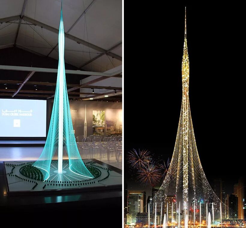 Самая большая новая. Сантьяго Калатрава башня в Дубае. Дубай крик Тауэр. Дубай крик Тауэр 2020. Дубай крик Тауэр и Бурдж Халифа.