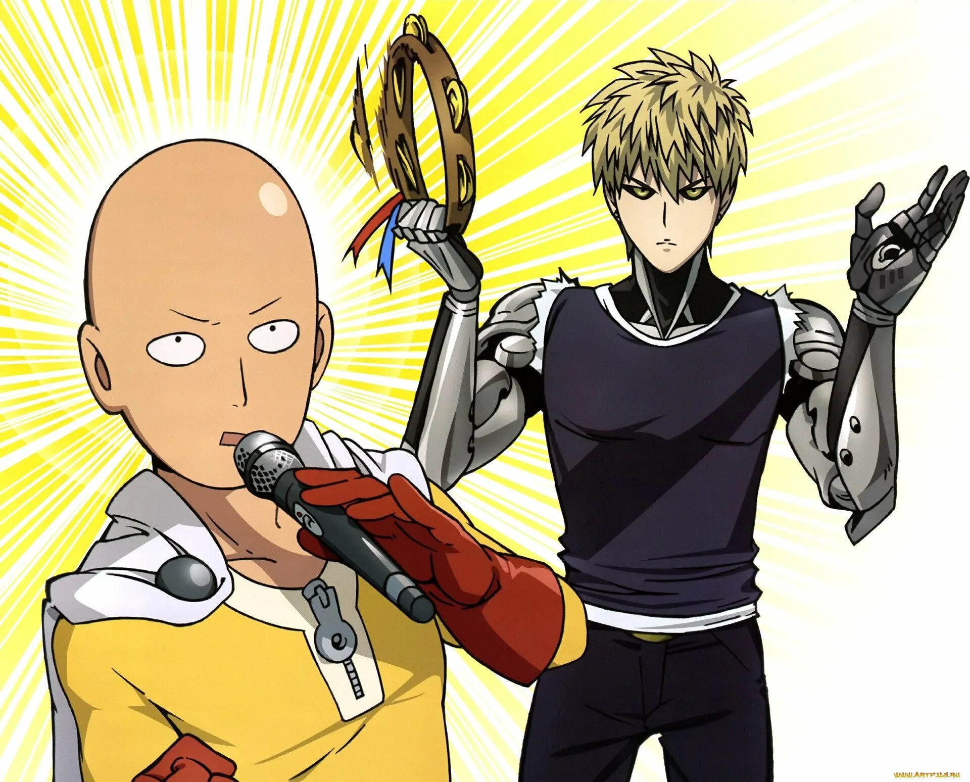 One punch man opening. Ванпанчмен Сайтама. Генос Ванпанчмен. One Punch man Генос и Сайтама. Генос Ванпанчмен арт.