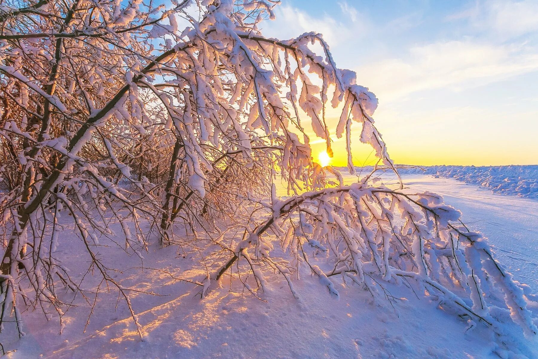 В морозные дни солнце восходит в тяжелом. Зимнее солнце. Снег и солнце. Солнечная зима. Солнечный зимний день.
