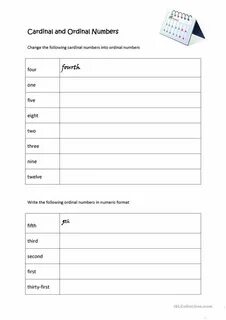 Match the cardinal numbers to the