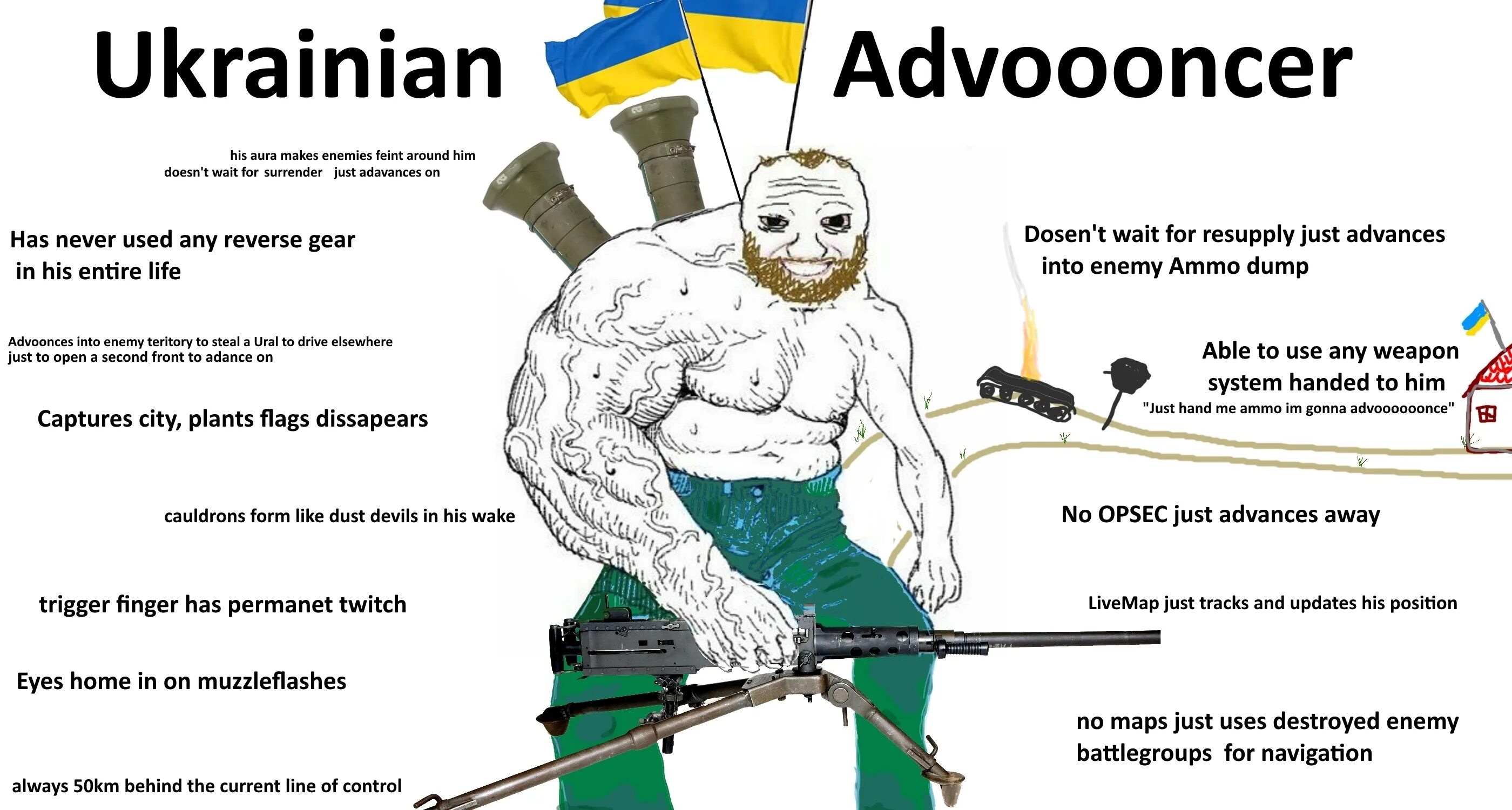 Advanced into. Advanced into
