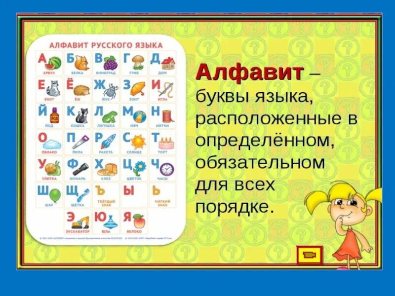 Сообщение на тему русский алфавит. Проект алфавит. презентация на тему азбука. проект на тему азбука. презентация на тему алфавит.