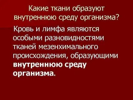 Ткань образующая внутреннюю среду организма