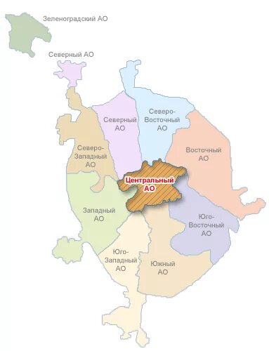 районы цао москвы на карте. центральный административный округ москвы районы на карте.