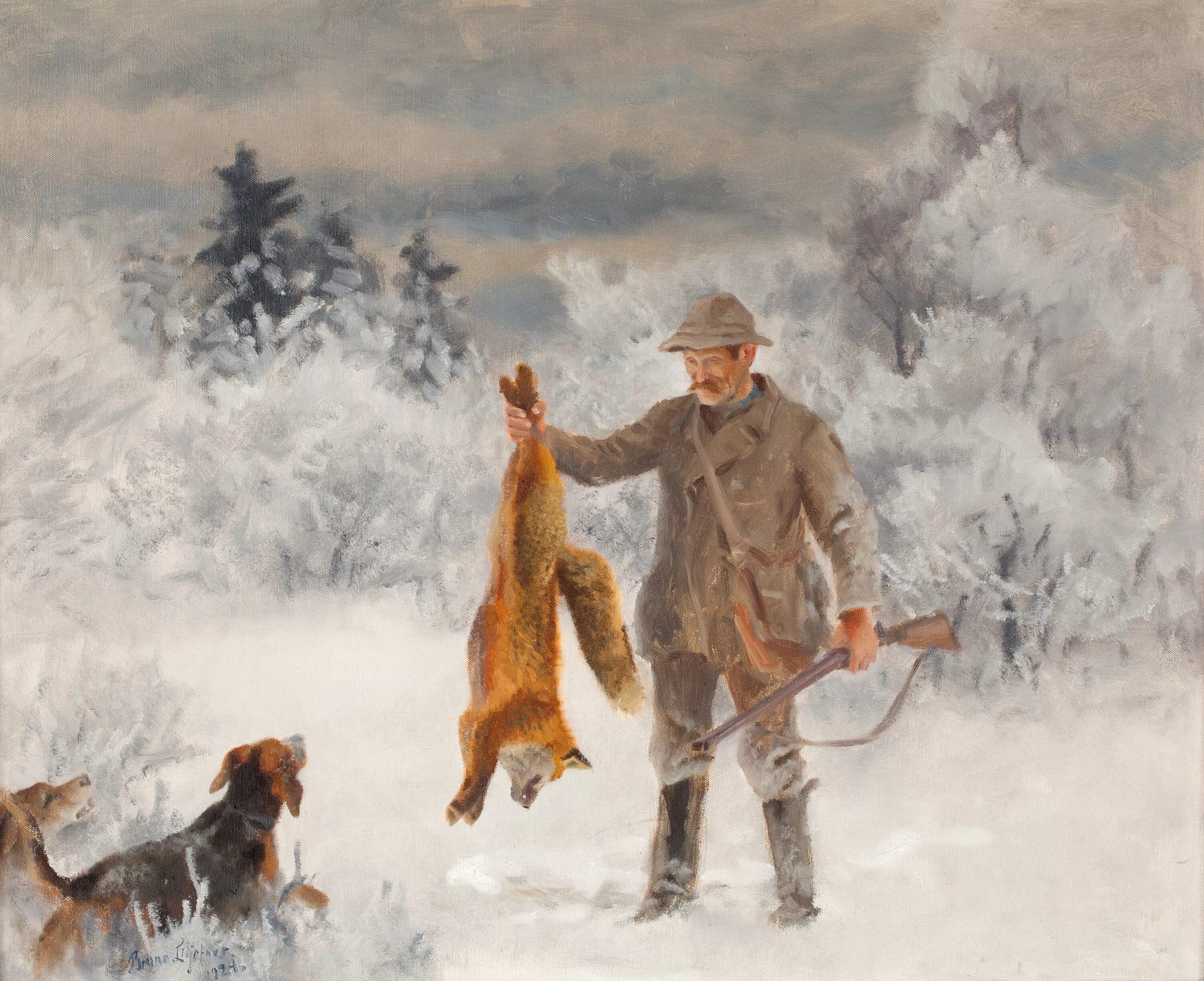 Bruno Liljefors картины. Fox hunting