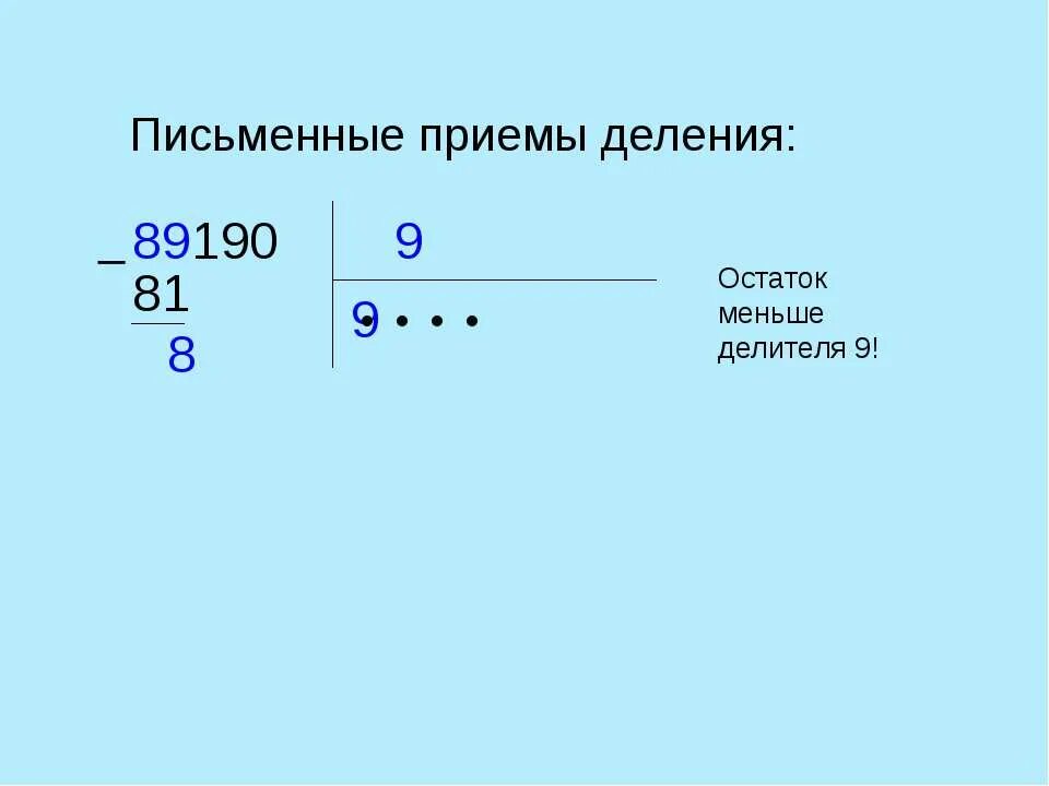 Приём деления многозначных чисел. Деление чисел видео. Как решать примеры в 3 классе деление двузначных чисел. Как научить ребенка делить на однозначное число. Деление чисел видео.