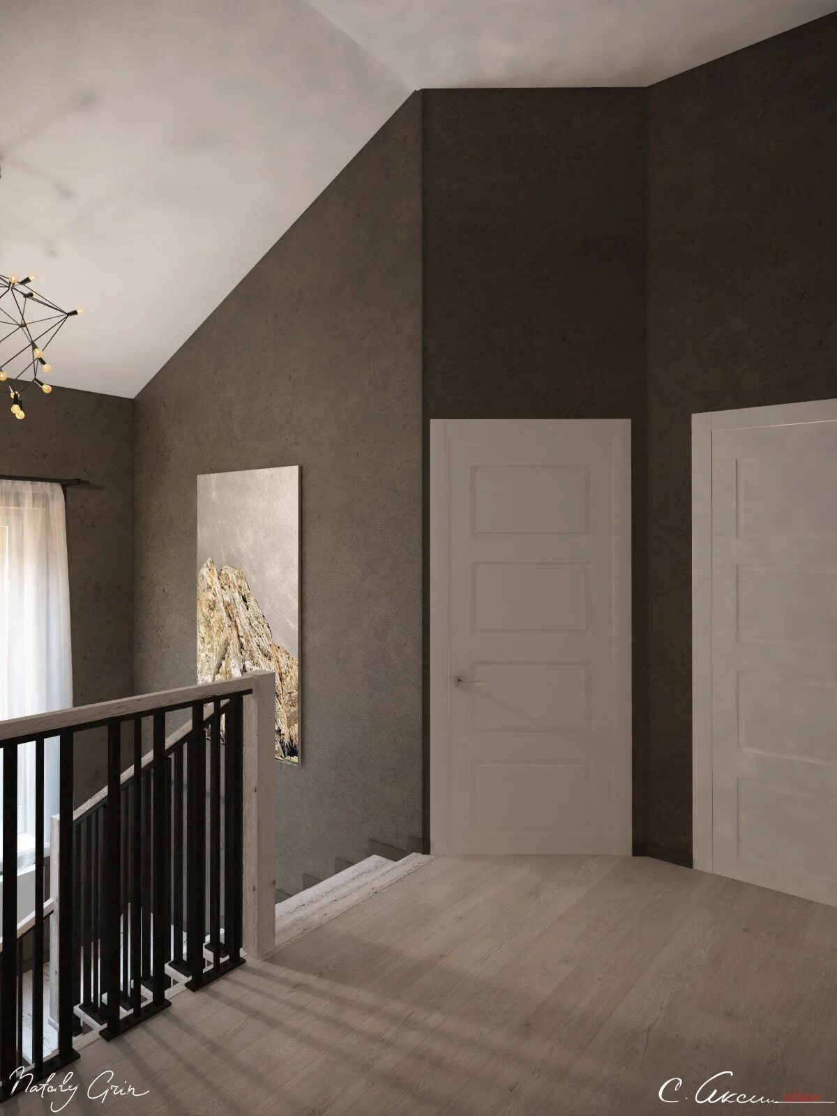 Матовый натяжной потолок м110. Зонирование комнаты. Небольшой холл в частном доме в современном стиле. Покрашенные стены. Стены под покраску в квартире.