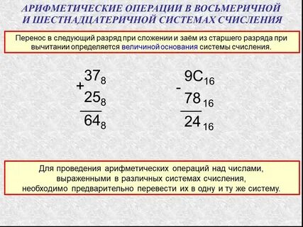 Операция сложения в системе счисления