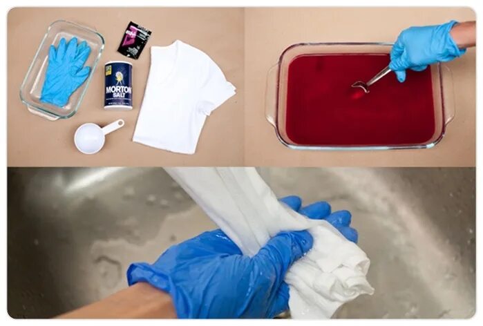 Крашение ткани. Покрашенные вещи. Окрашивание ткани белизной. Как перекрасить одежду в другой цвет. Покрасить футболку в домашних.