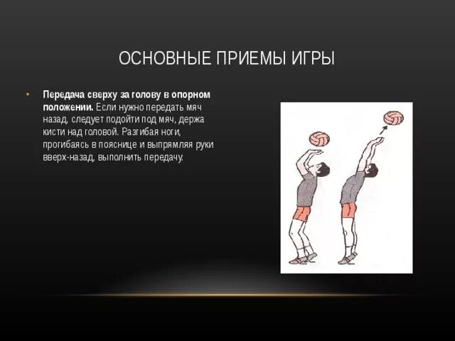 Передача мяча над головой назад. Передача мяча сверху назад в волейболе. Верхняя передача в волейболе. Передача сверху за голову в опорном положении в волейболе.